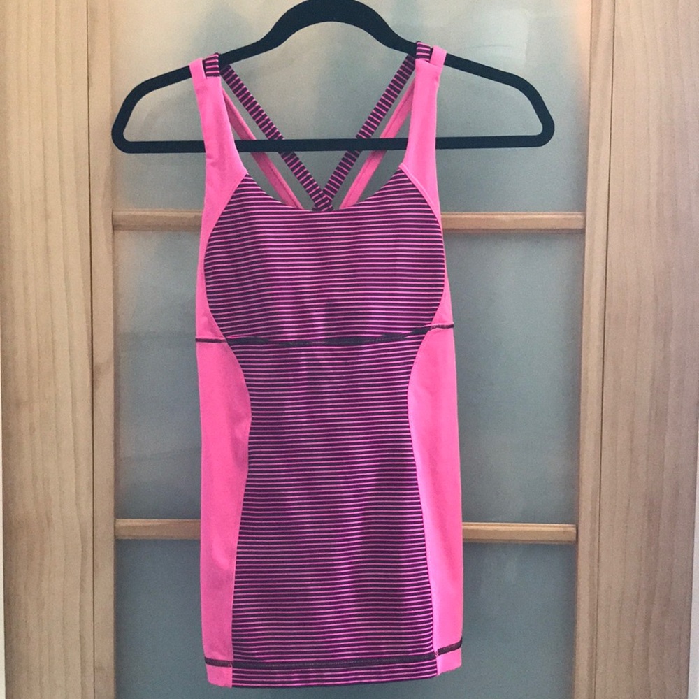Hot pink/ purple lulu lemon active top with built in sports bra